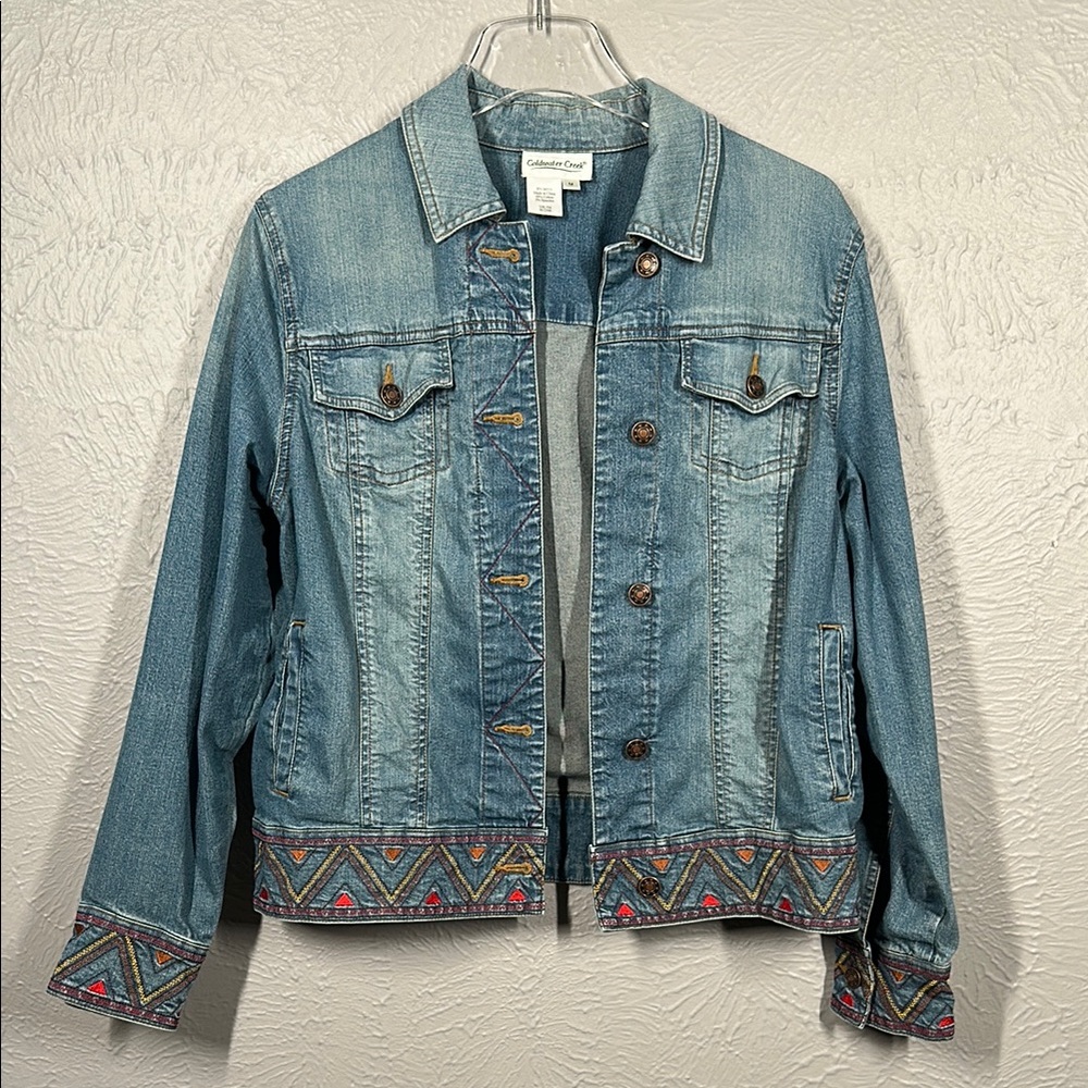 Coldwater Creek Embroidered Denim Jacket Women's Size Medium
